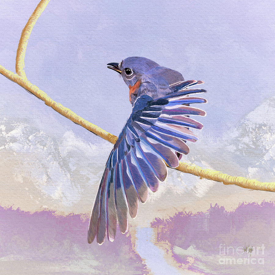 A Bluebird In The Shenandoah Valley Digital Art by Lois Bryan