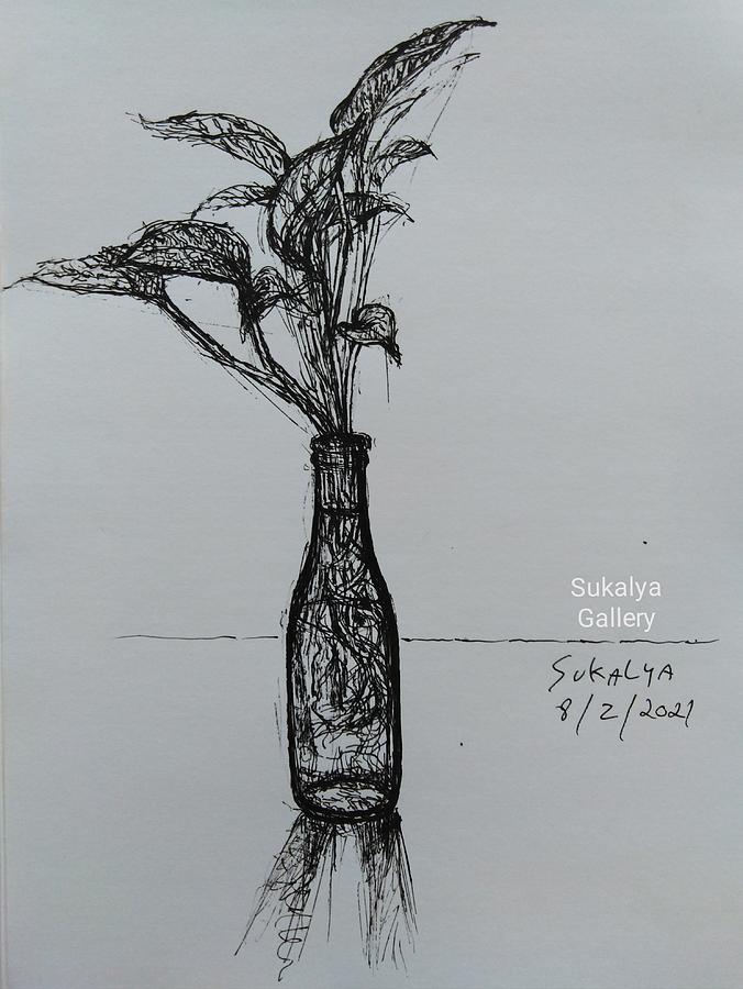 A Bottle Vase Drawing by Sukalya Chearanantana