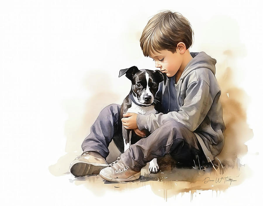 A Boy and His Dog Painting by Dana Thompson - Fine Art America