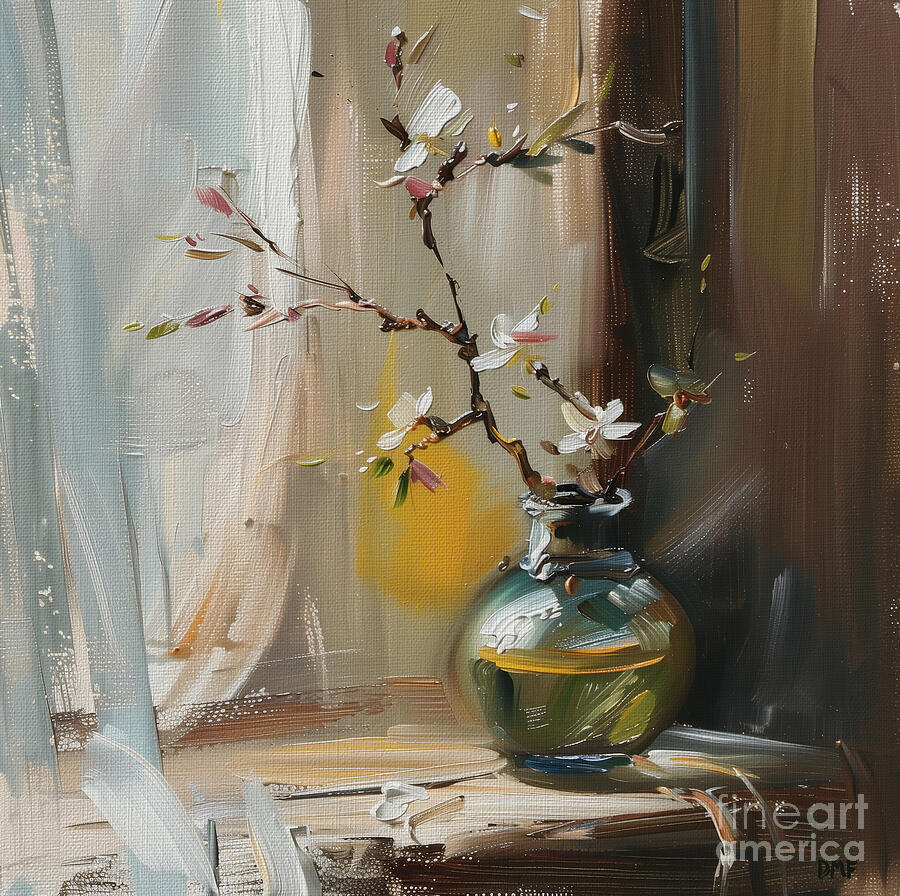 A Branch of Almonds in a Vase Painting by Dragica Micki Fortuna