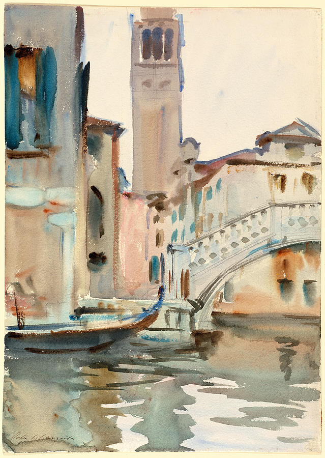 A Bridge and Campanile, Venice Drawing by John Singer Sargent