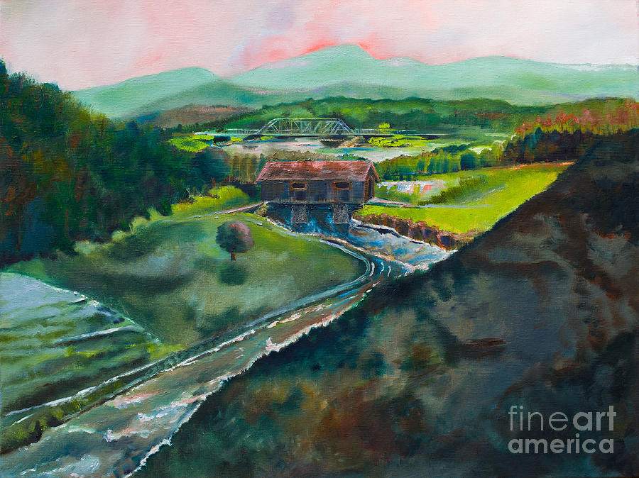 A Brief Moment in History - Two Bridges - McCaysville GA Painting by Jan Dappen