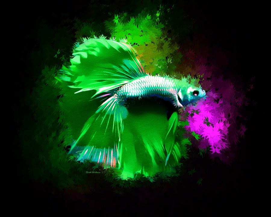 A Bright Green Betta Fish Abstract Portrait  Photograph by Scott Wallace Digital Designs