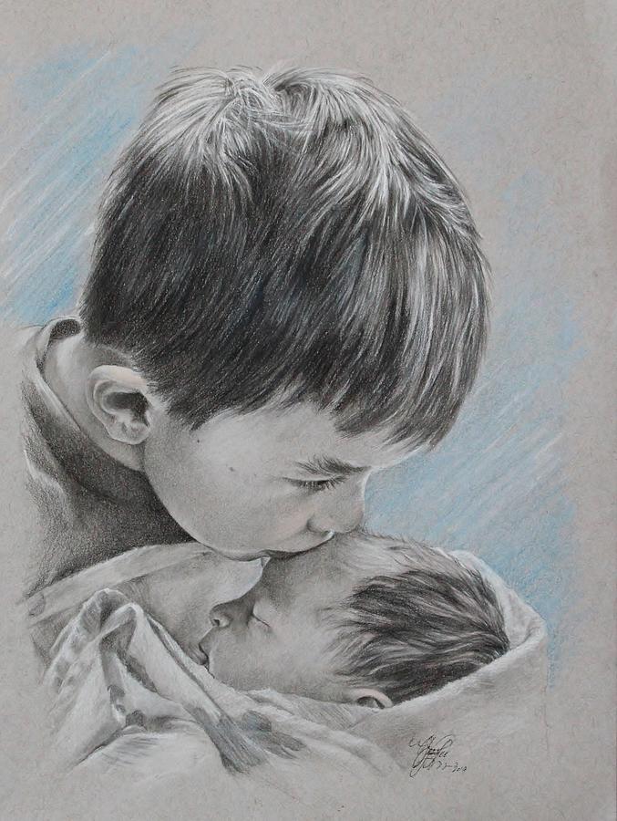 A Brothers Love Pastel by Tess Lee Miller