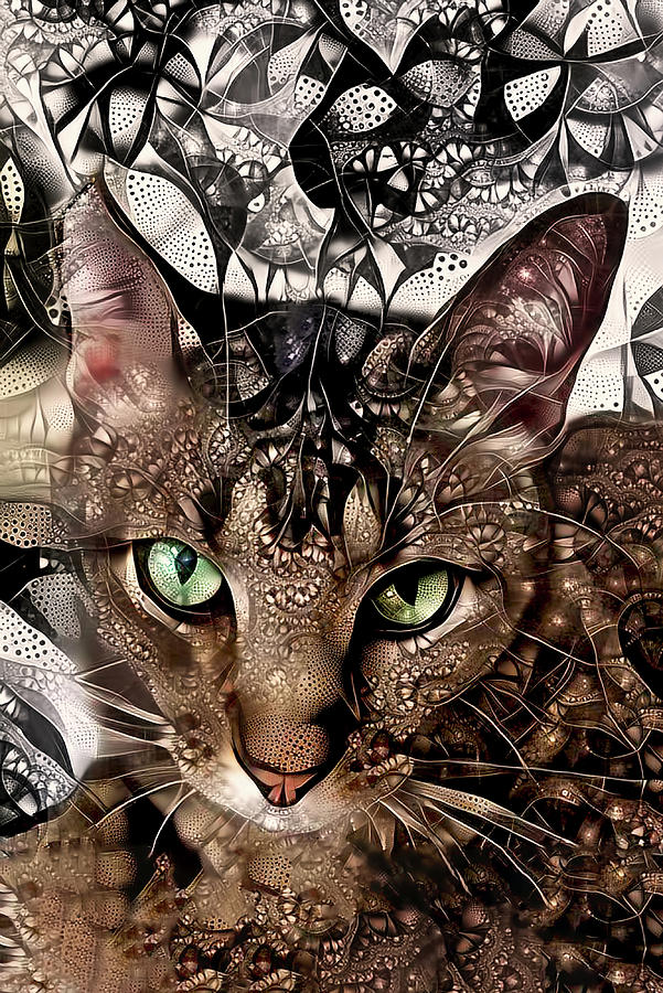 A Brown Tabby Cat Named Severus Mixed Media by Peggy Collins