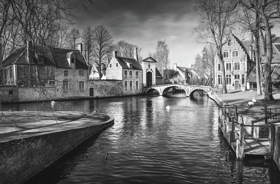 A Bruges Winter Black and White  Photograph by Carol Japp