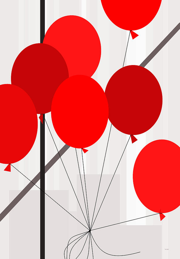 A Bunch of Red Balloons Digital Art by Val Arie