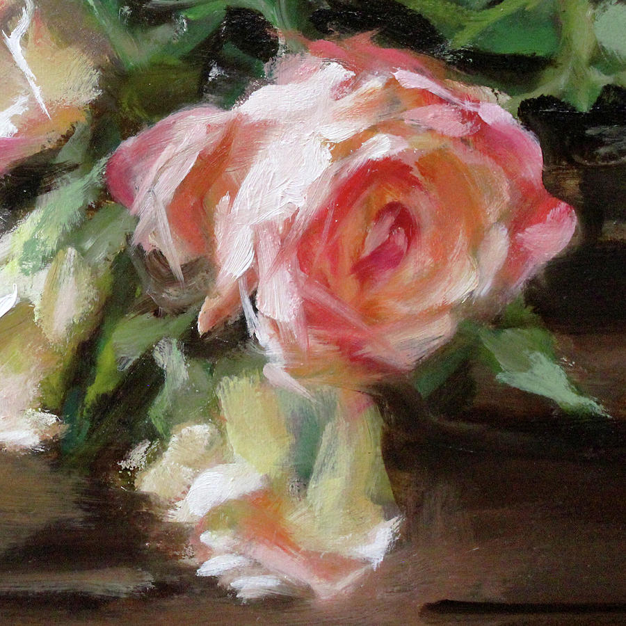 A Bunch of Roses Detail 5 Painting by Roxanne Dyer