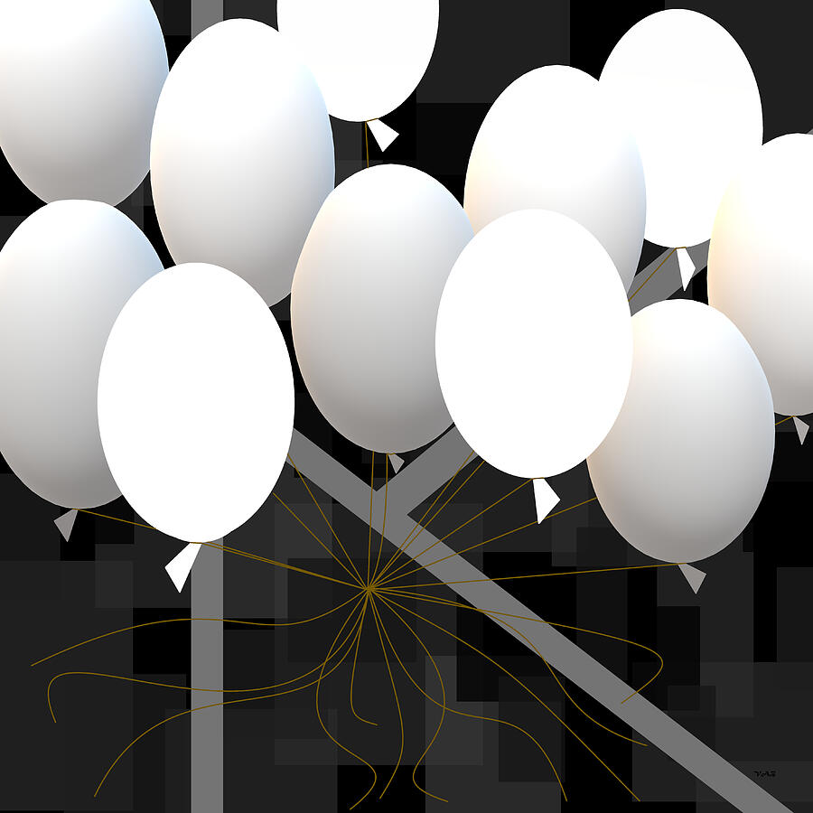 A Bunch of White Balloons Digital Art by Val Arie
