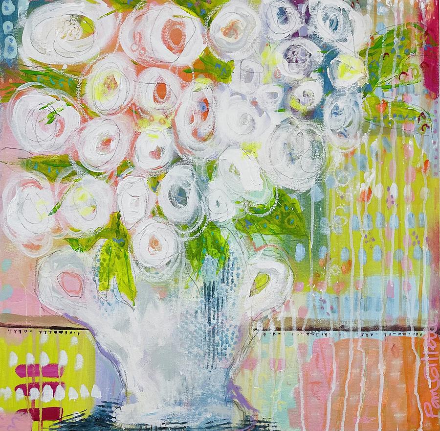 A Bunch of White Flowers Painting by Pam Gillette