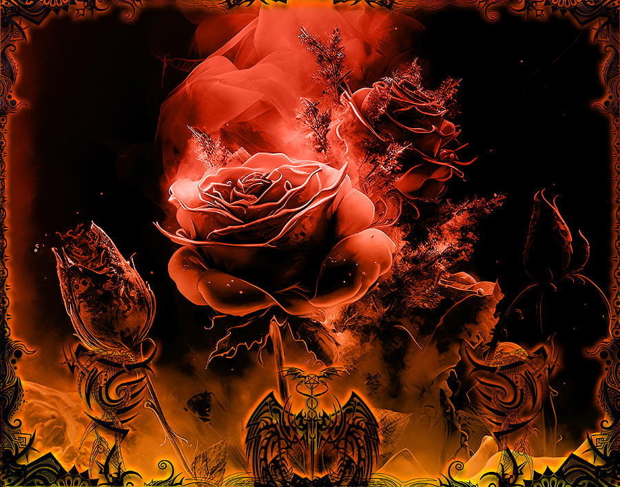 A Burning Rose Digital Art by Michael Damiani