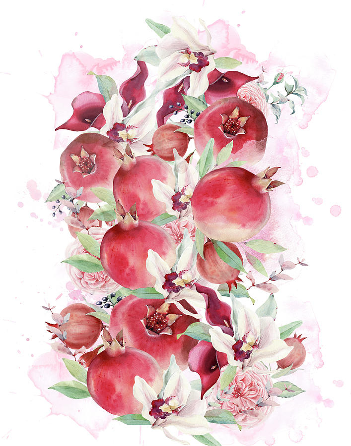 A Burst of Pomegranates Mixed Media by Colleen Taylor