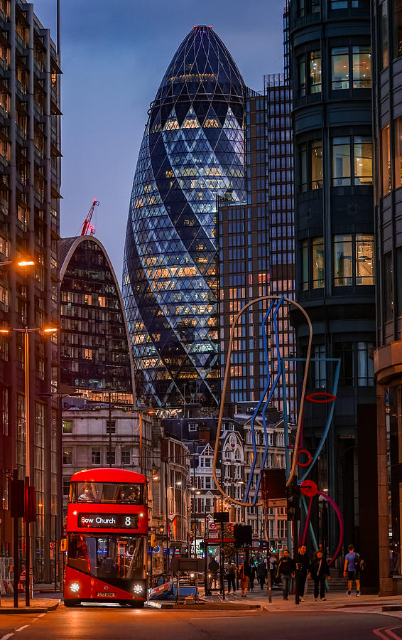 A Busy Night In The City Of London. Photograph