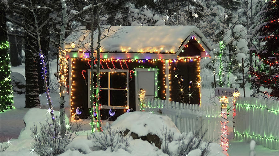 A Cabin on the North Pole Trail at Christmas, Flagstaff, AZ. USA