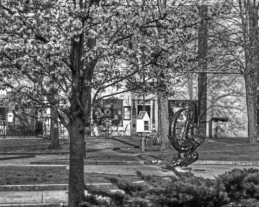 A calm spring morning in downtown Salem MA Black and White Photograph by Toby McGuire