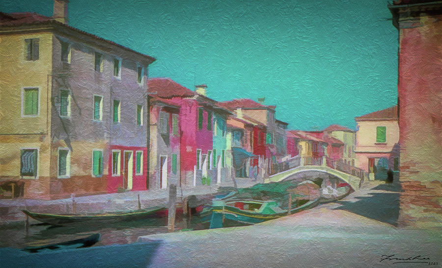 A canal on Burano Digital Art by Frank Lee