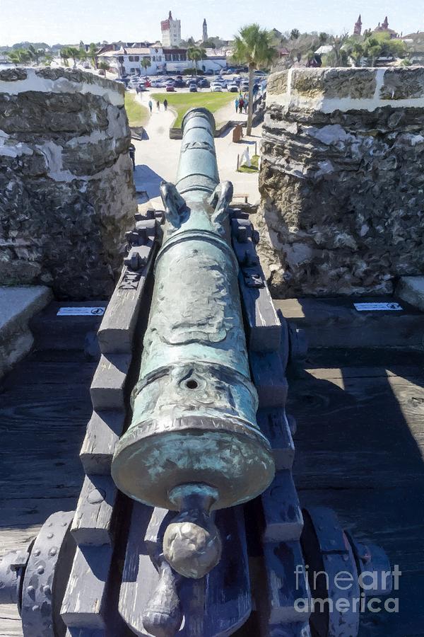 A cannon at the Castillo de San Marcos, a Spanish fortification at St. Augustine, Florida USA Photograph by William Kuta