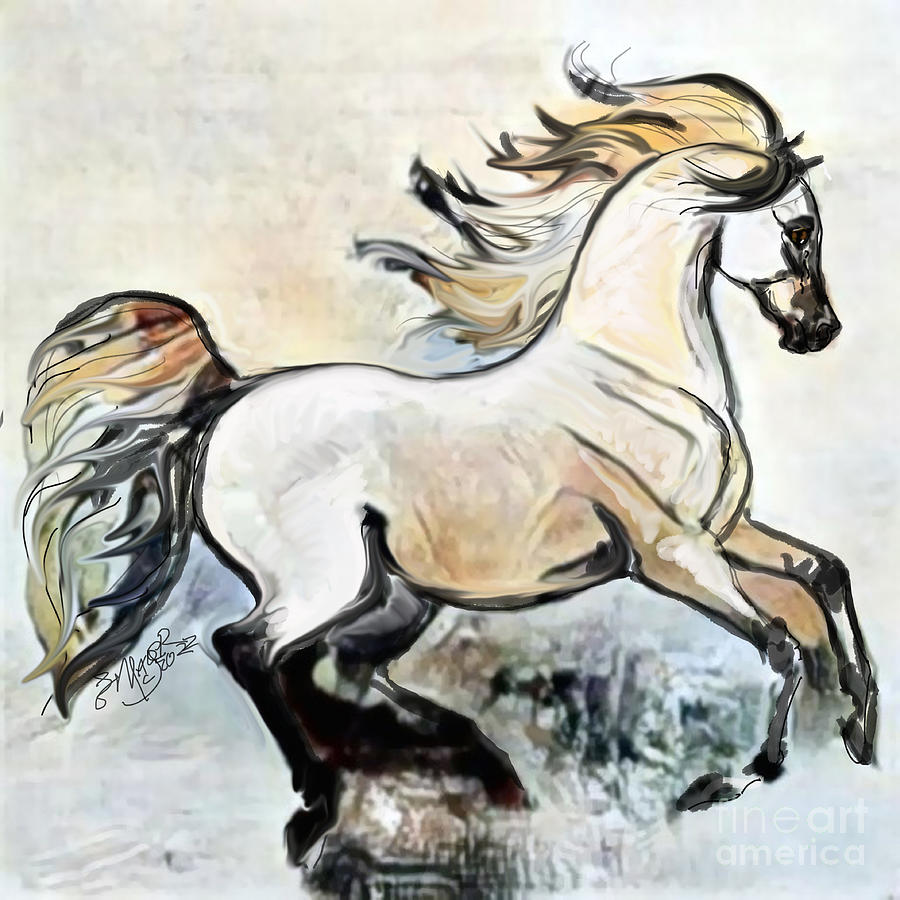 A Cantering Horse 002 Digital Art by Stacey Mayer