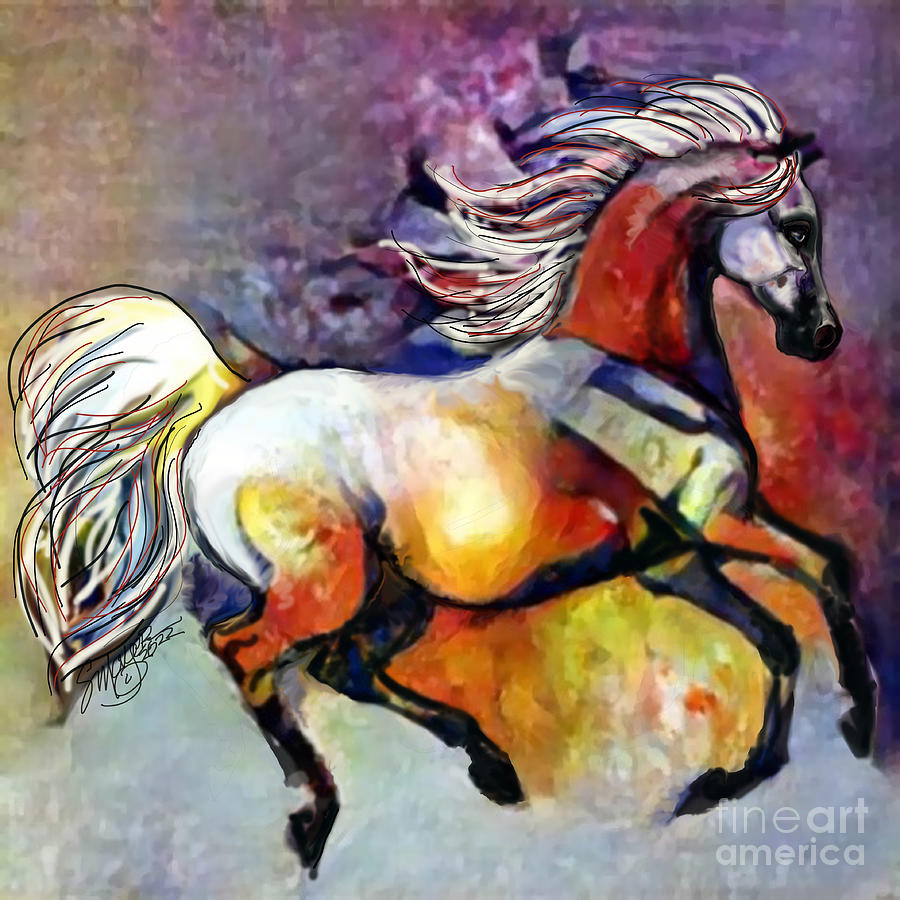 A Cantering Horse 001 Digital Art by Stacey Mayer