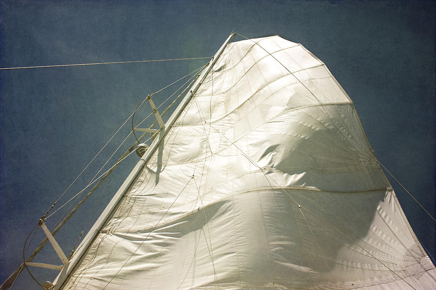 A canvas sail filling with wind. Photograph by Tracy Packer Photography