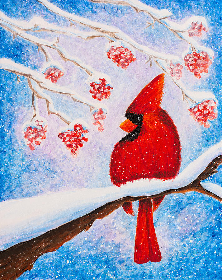A Cardinal In The Snow Painting by Iryna Goodall