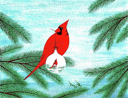 A Cardinal to Remember,A Christmas to Remember Painting by Doug Miller