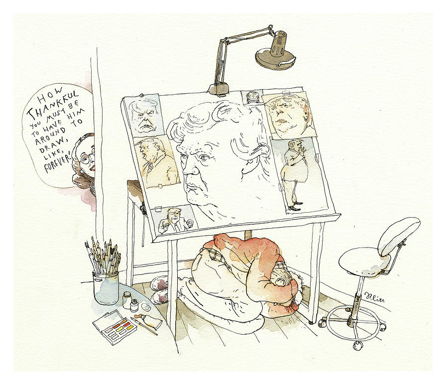 A Cartoonists Thanksgiving Drawing by Barry Blitt