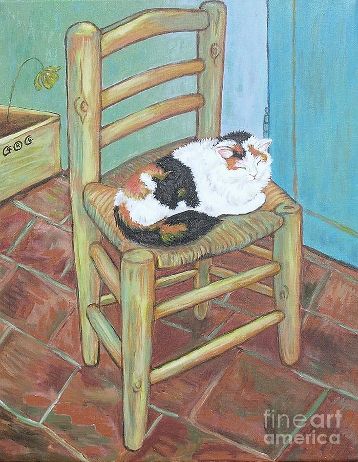 A Cat for Van Gogh_ The Chair and the Cat Painting by George I Perez