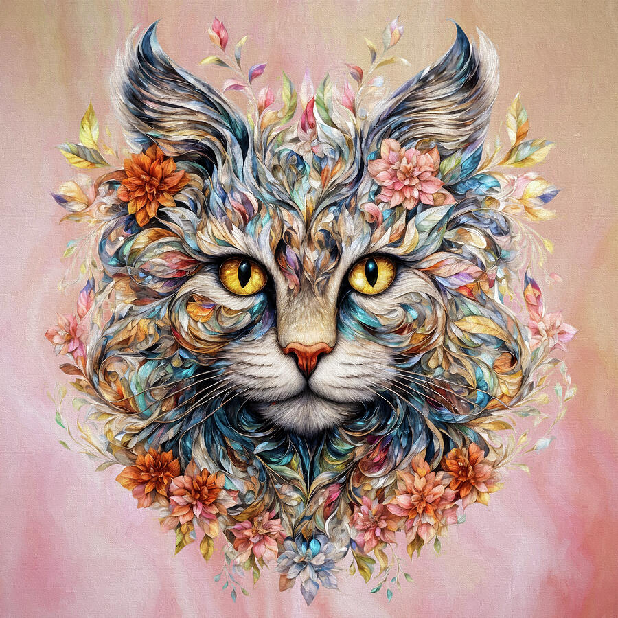 Flower Digital Art - A Cat Named Bloom by Peggy Collins