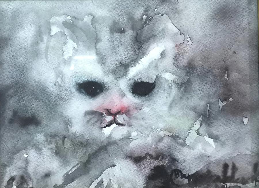 A cat.  Painting by Wanvisa Klawklean