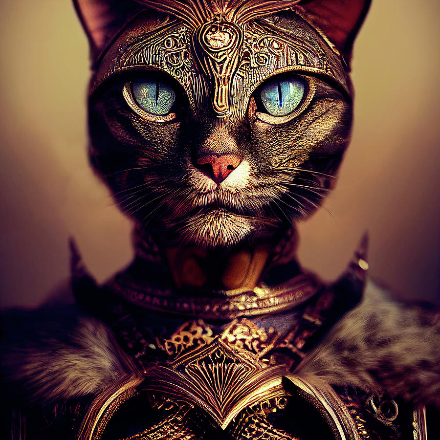 A Cat Warrior Named Soli Digital Art by Peggy Collins