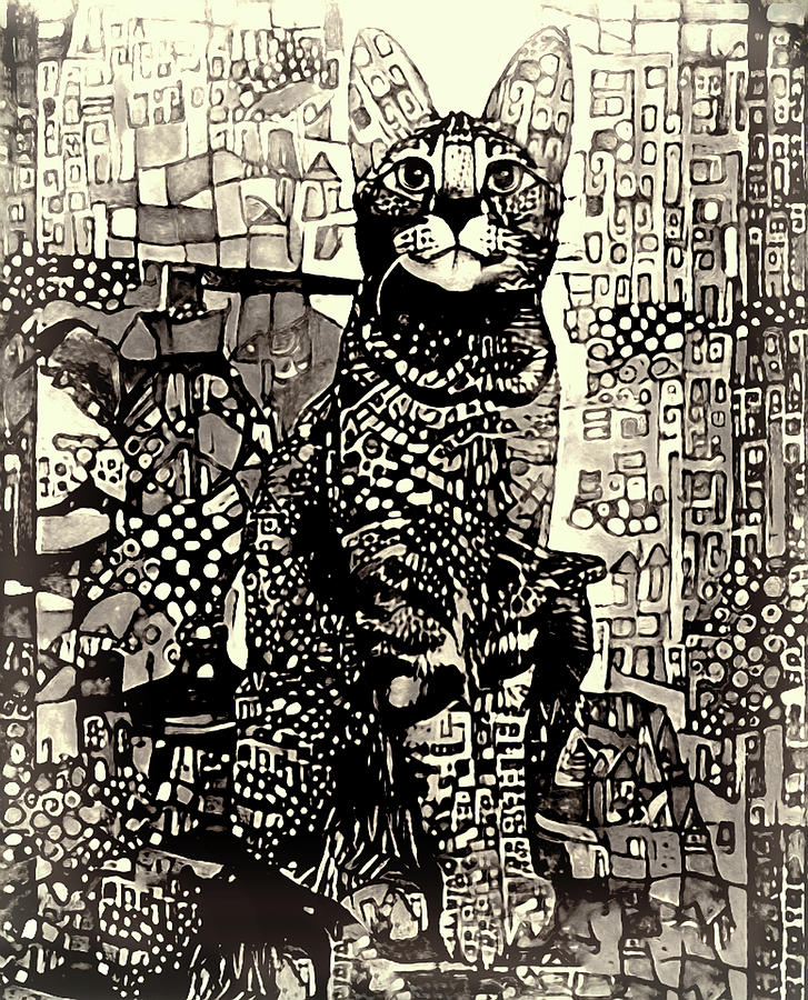 A Cat With Big City Dreams Digital Art by Peggy Collins
