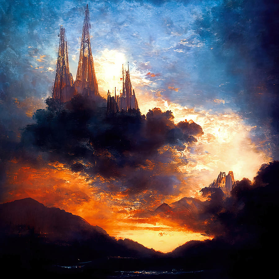 A Cathedral in the clouds, 02 Painting by AM FineArtPrints