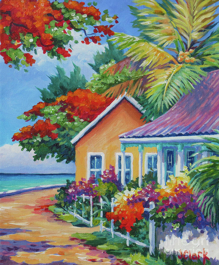 Cayman Painting - A Cayman Street in Summer by John Clark