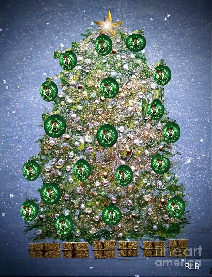 A Celtics Christmas Tree Painting by Rita Brown