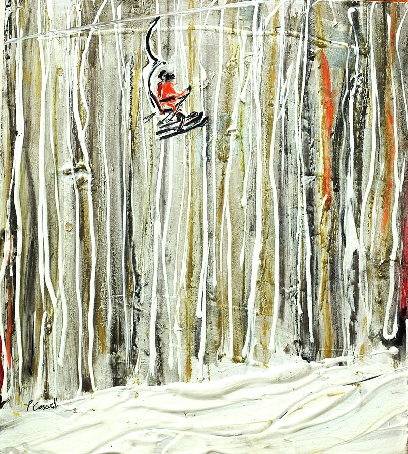 A Chair in the Aspens. Dont enlarge too much Painting by Pete Caswell