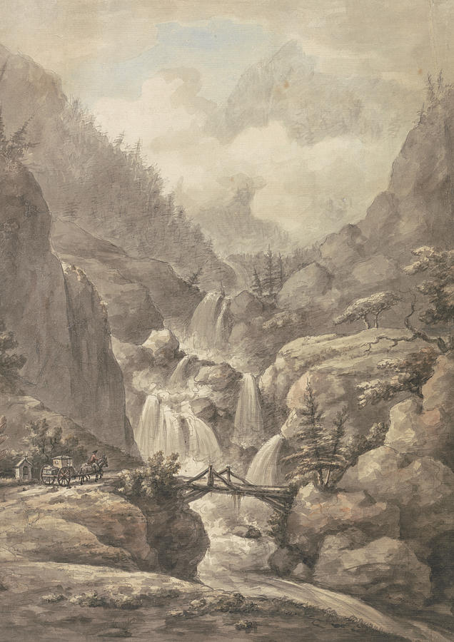 A Chaisse Passing Through the Alps Drawing by William Marlow