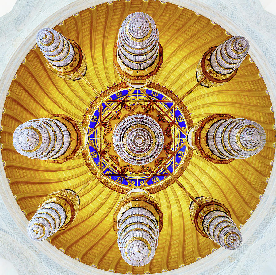 A chandelier in the Mosque Muhammad al-Amin Photograph by Alexey Stiop