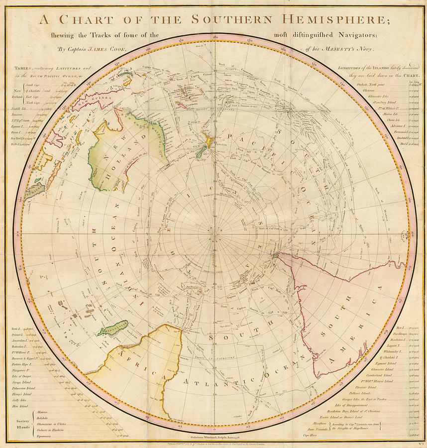 A Chart Of The Southern Hemisphere Shewing The Tracks Of Some Of The 