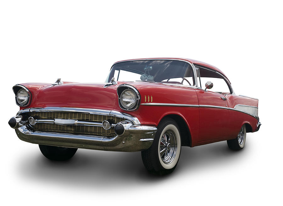 A Chevrolet Bel Air 1957 against a white background Photograph by Schlol