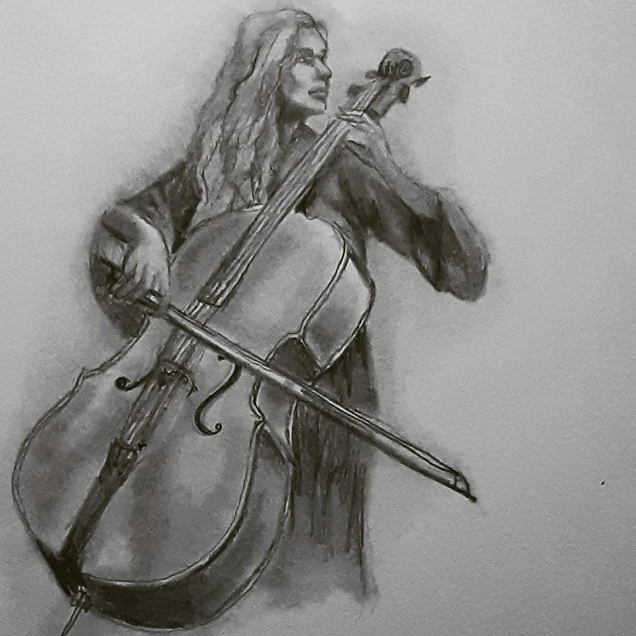a Chick with a Cello Drawing by Julianna Wardlaw Fine Art America