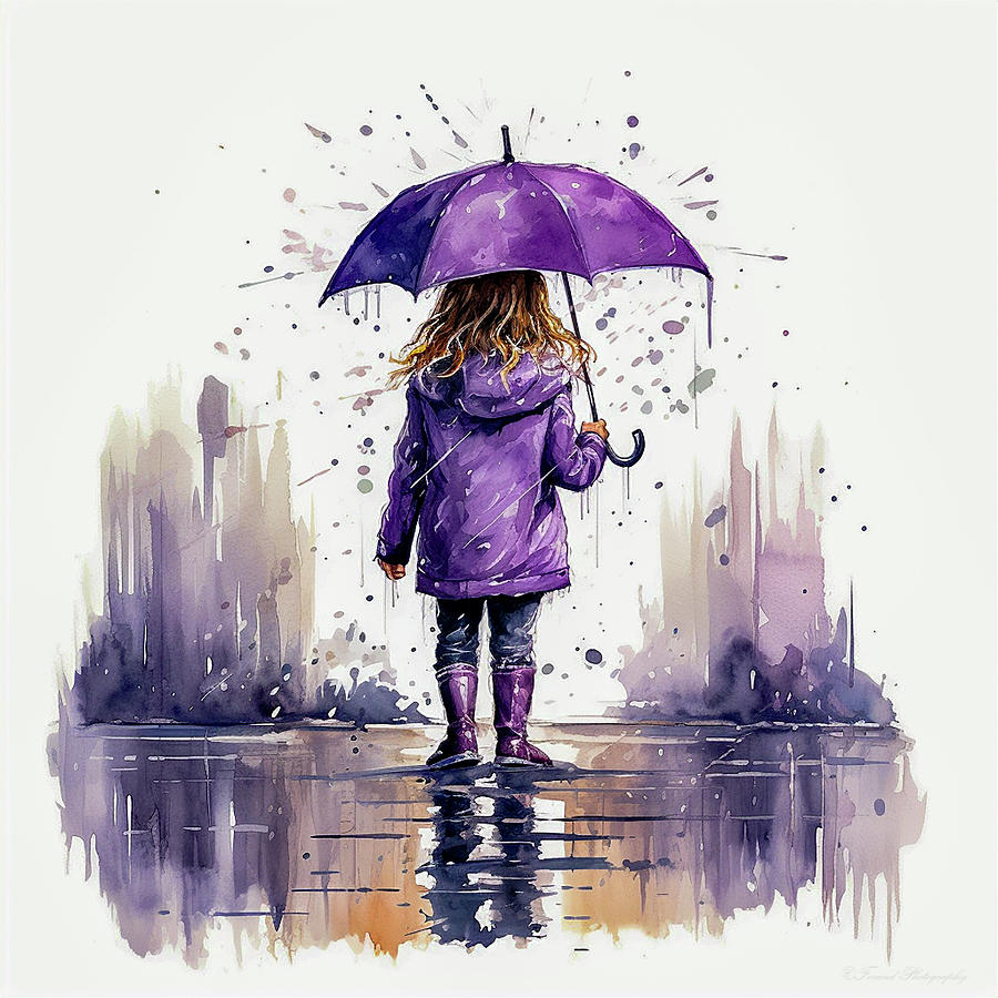 A child playing in the rain Digital Art by Debra Forand