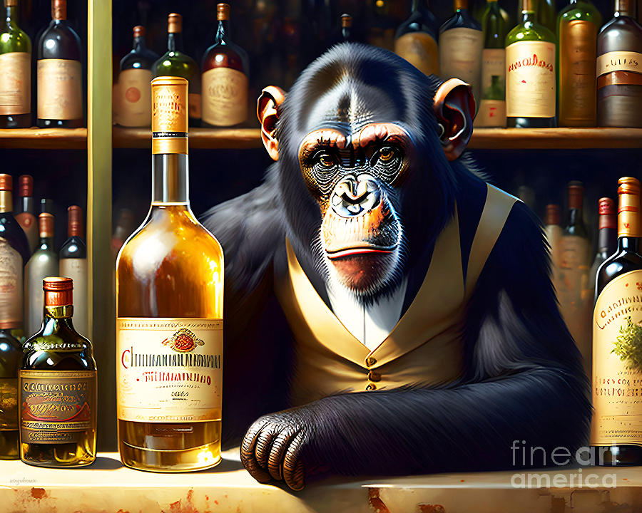 A Chimpanzee Walks Into A Bar 20230202b Mixed Media by Wingsdomain Art and Photography