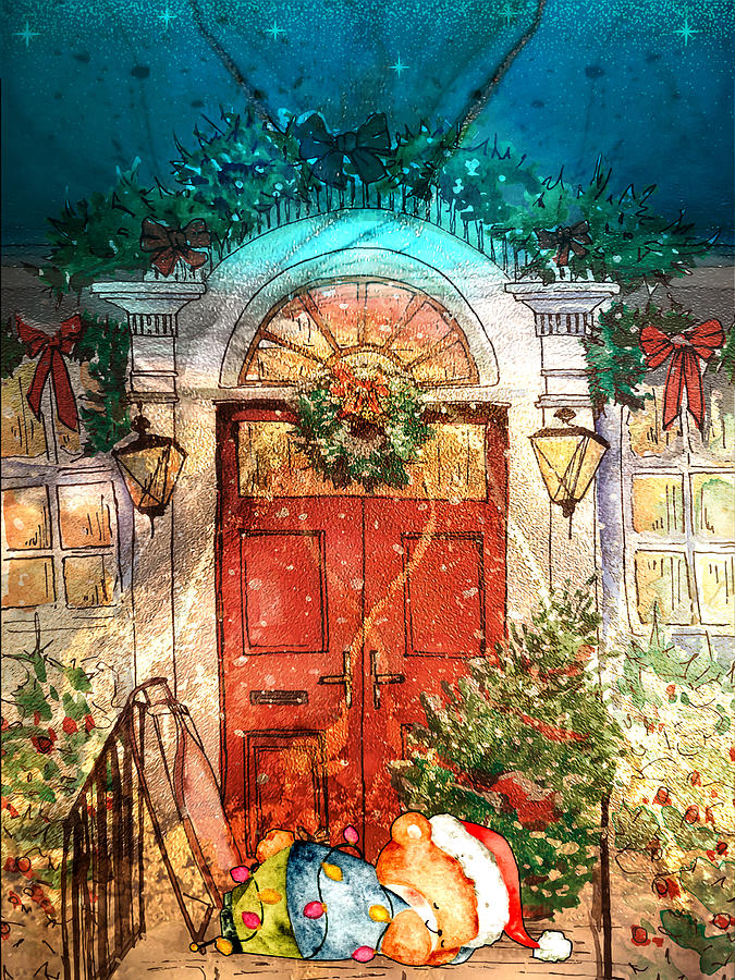 A Christmas Door Painting by Miki De Goodaboom