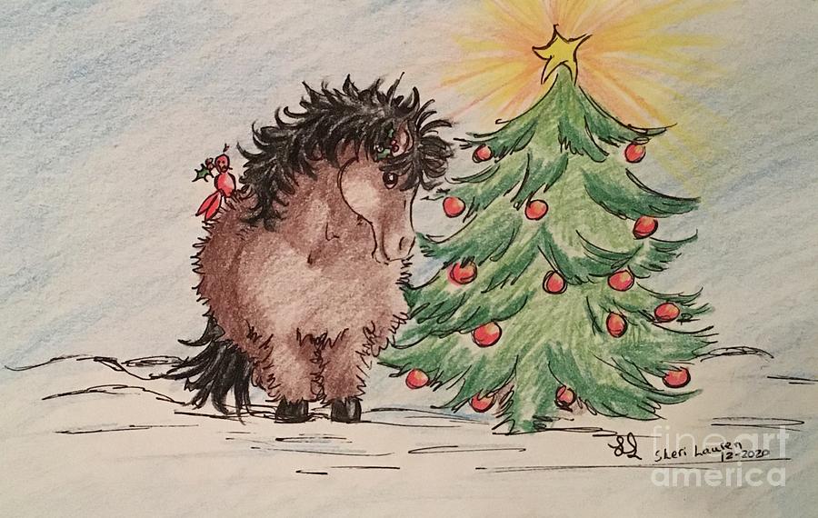A Christmas Pony for My Mom Drawing by Sheri Lauren
