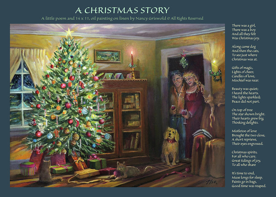 A Christmas Story Art and Poem Card Painting by Nancy Griswold