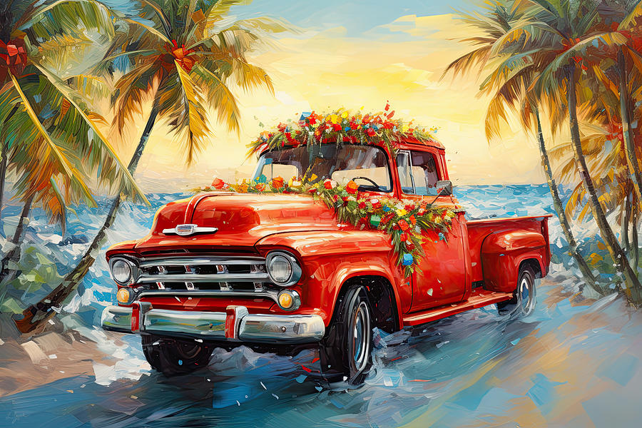 A Christmas Truck from the Reef Painting by Lourry Legarde