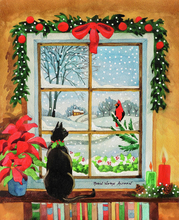 A Christmas Visitor, Christmas Card, Greeting Card Digital Art