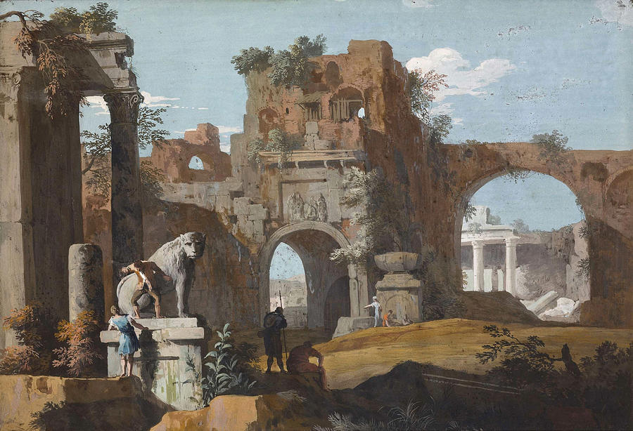 A Classical Landscape with Ruins Painting by Marco Ricci