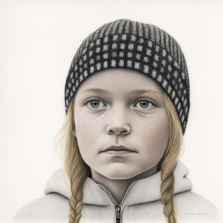 Fantasy Painting - A  close  up  portrait  of  a  young  Norwegian  girl  w  a2b0439c3c  76455637d  645d0645563  043645 by Celestial Images